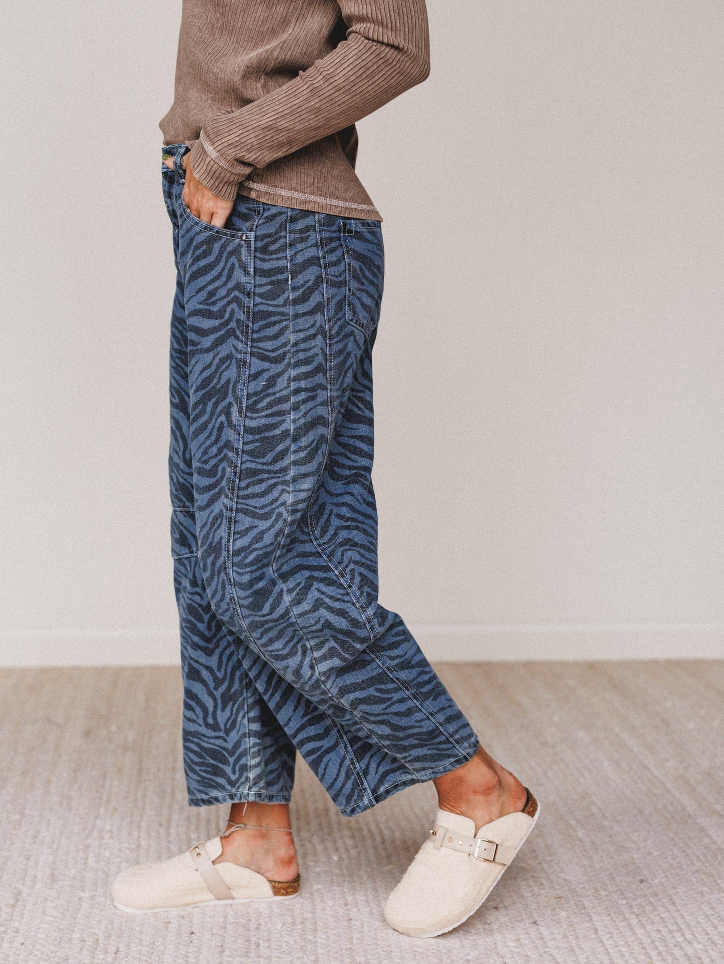Saddle Sky Animal Print Pants - Denim