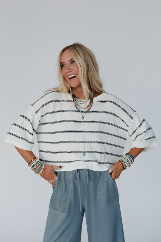 Coastal Stripe Top - Cream
