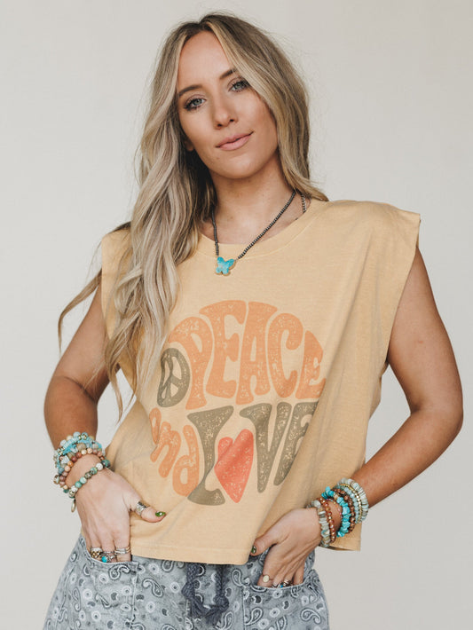 The Nest Groovy Love Graphic Tee - Faded Mustard