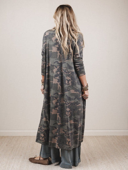 The Nest Essential Camo Cardigan - Olive Charcoal