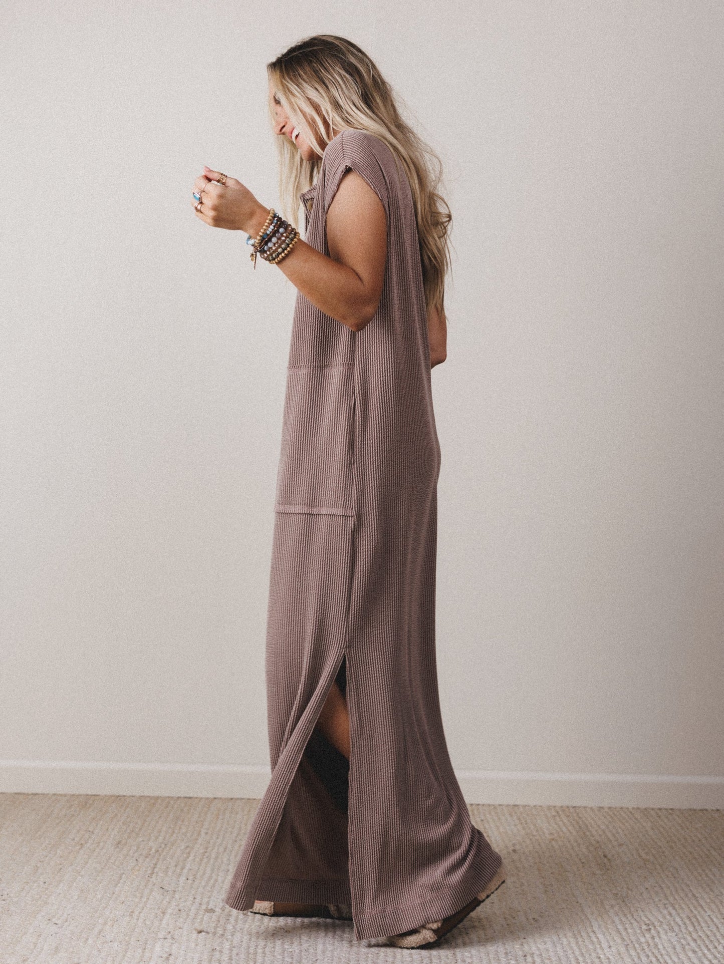 The Nest Madeline Textured Jumpsuit - Acorn