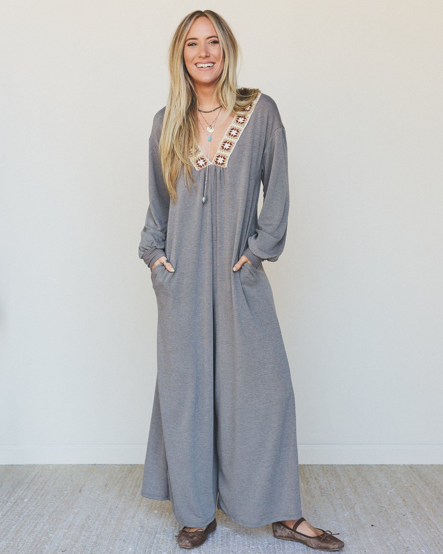 The Nest Dahlia Darling Wide Leg Jumpsuit - Brown