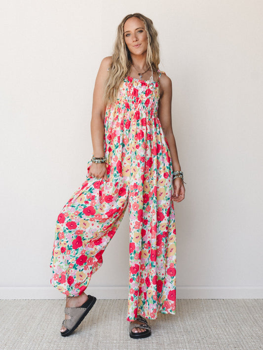 The Nest Bohemian Grace Jumpsuit - Red Floral