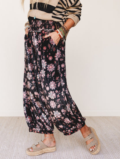 The Nest Gather Together Velvet Wide Leg Pants - Black