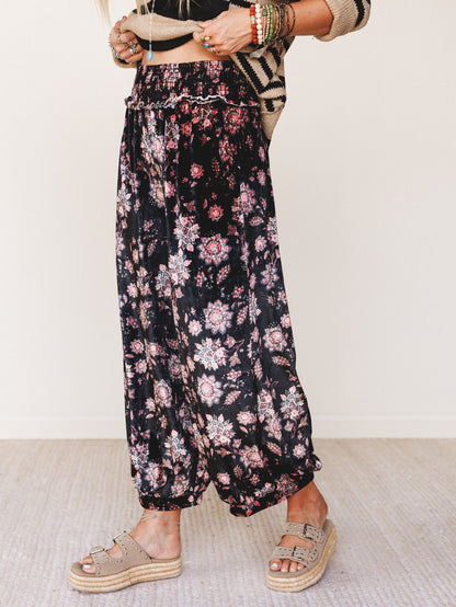 The Nest Gather Together Velvet Wide Leg Pants - Black