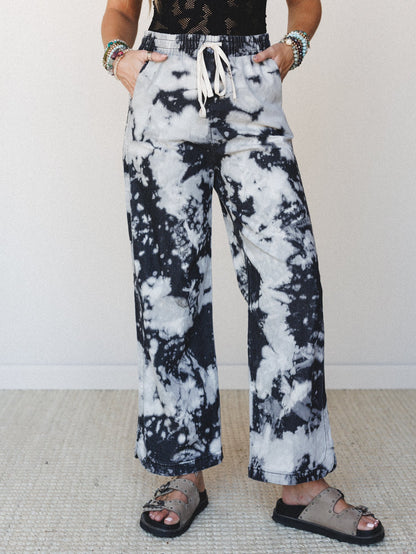 The Nest So Comfy Wide Leg Denim Pant - Bleach Dye Black