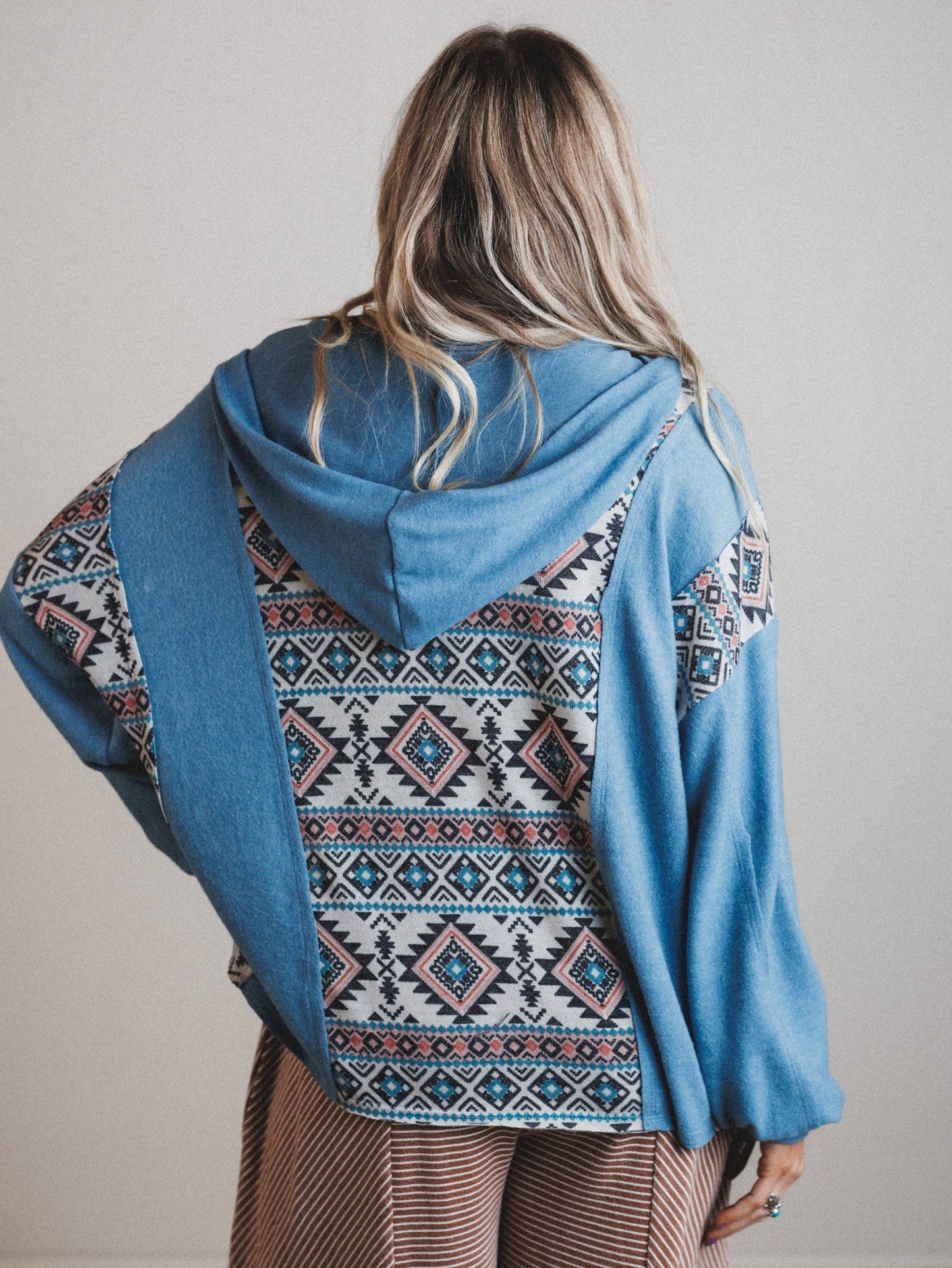 The Nest Beach Nights Pullover Hoodie Top - Teal
