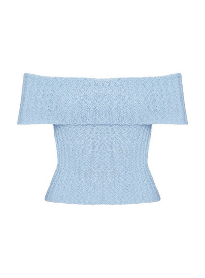 Murmur Off Shoulder Top Blue