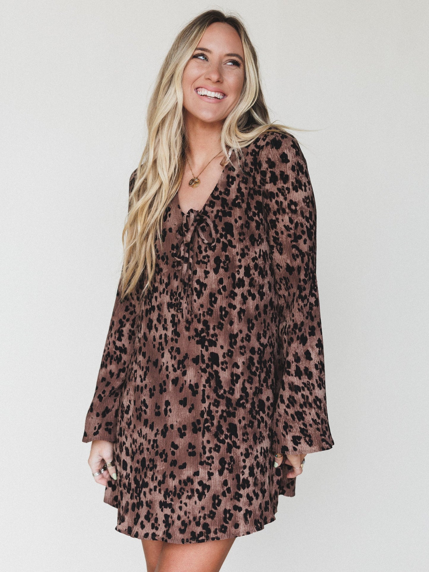 Catwalk Mini Dress  - Mocha Leopard
