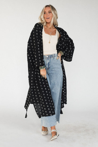 Selene Tassel Kimono - Black