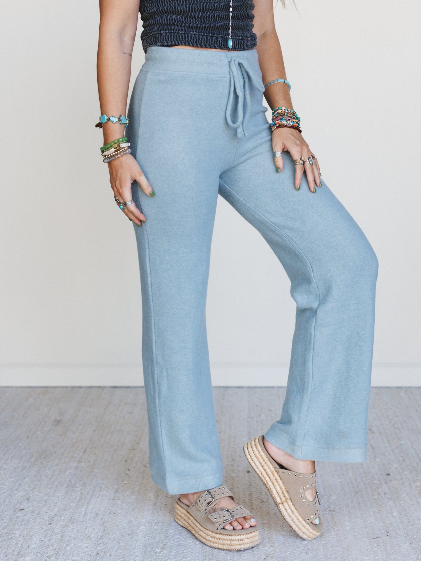 Sunday Soft Wide Leg Pants - Blue Grey