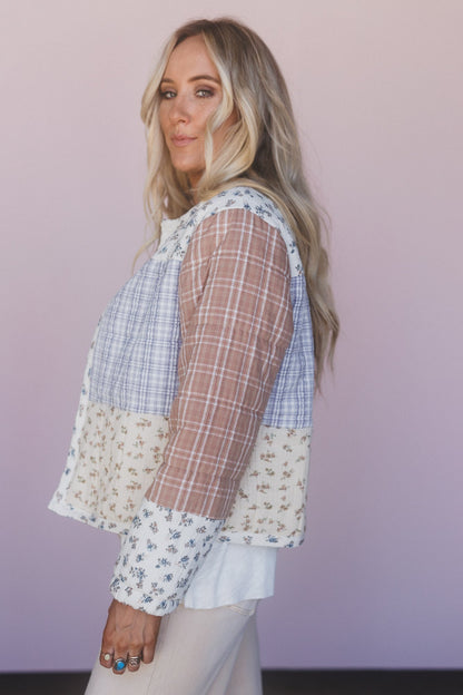 Lush Fields Contrast Shacket - Ivory