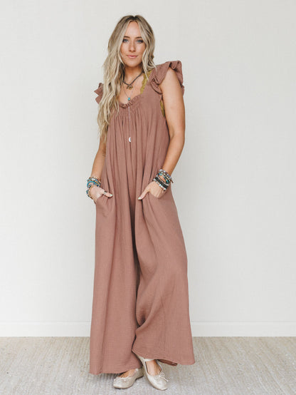 Calm Waves Jumpsuit - Mocha