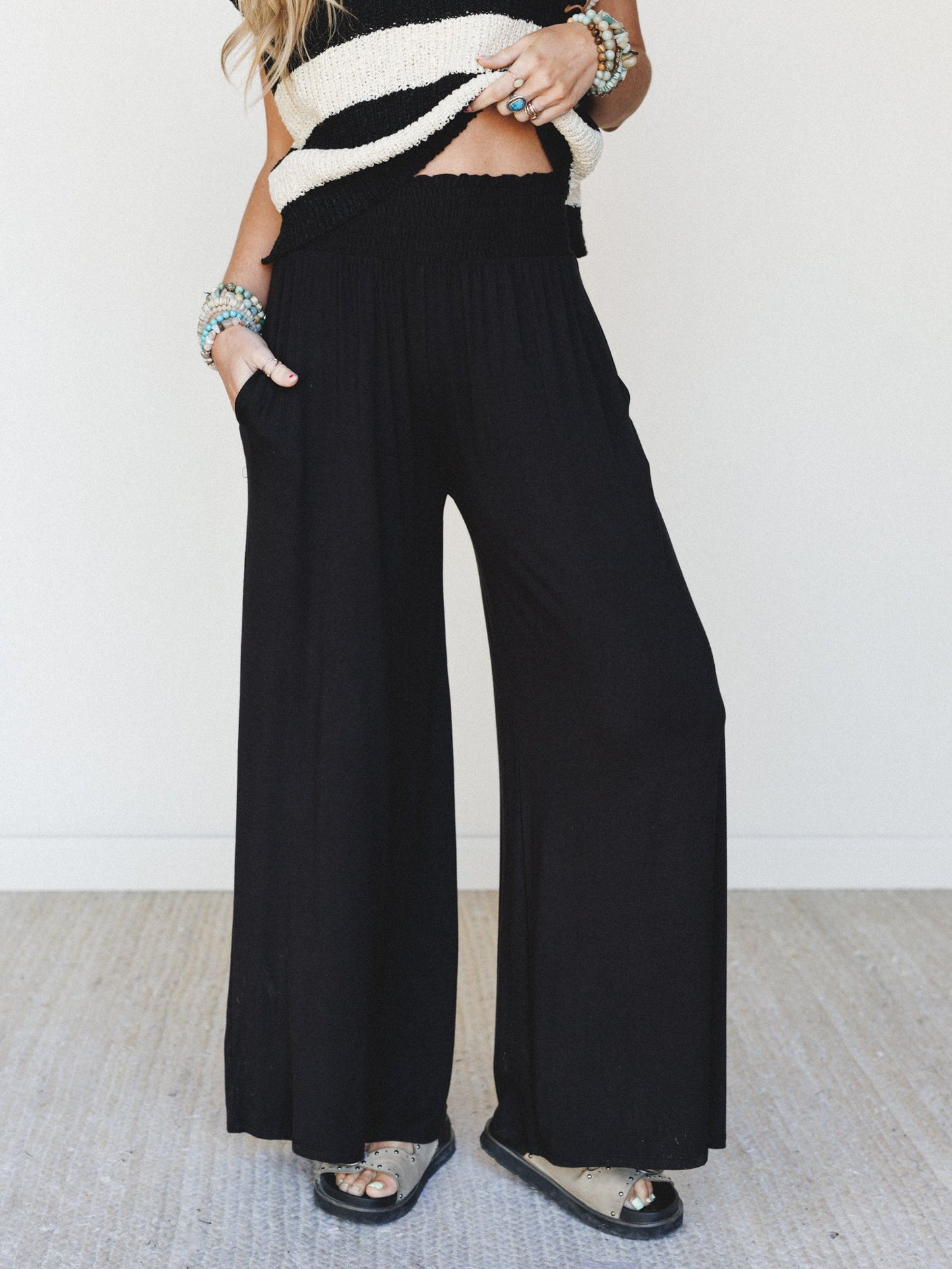Comfort Above Wide Leg Pants - Black