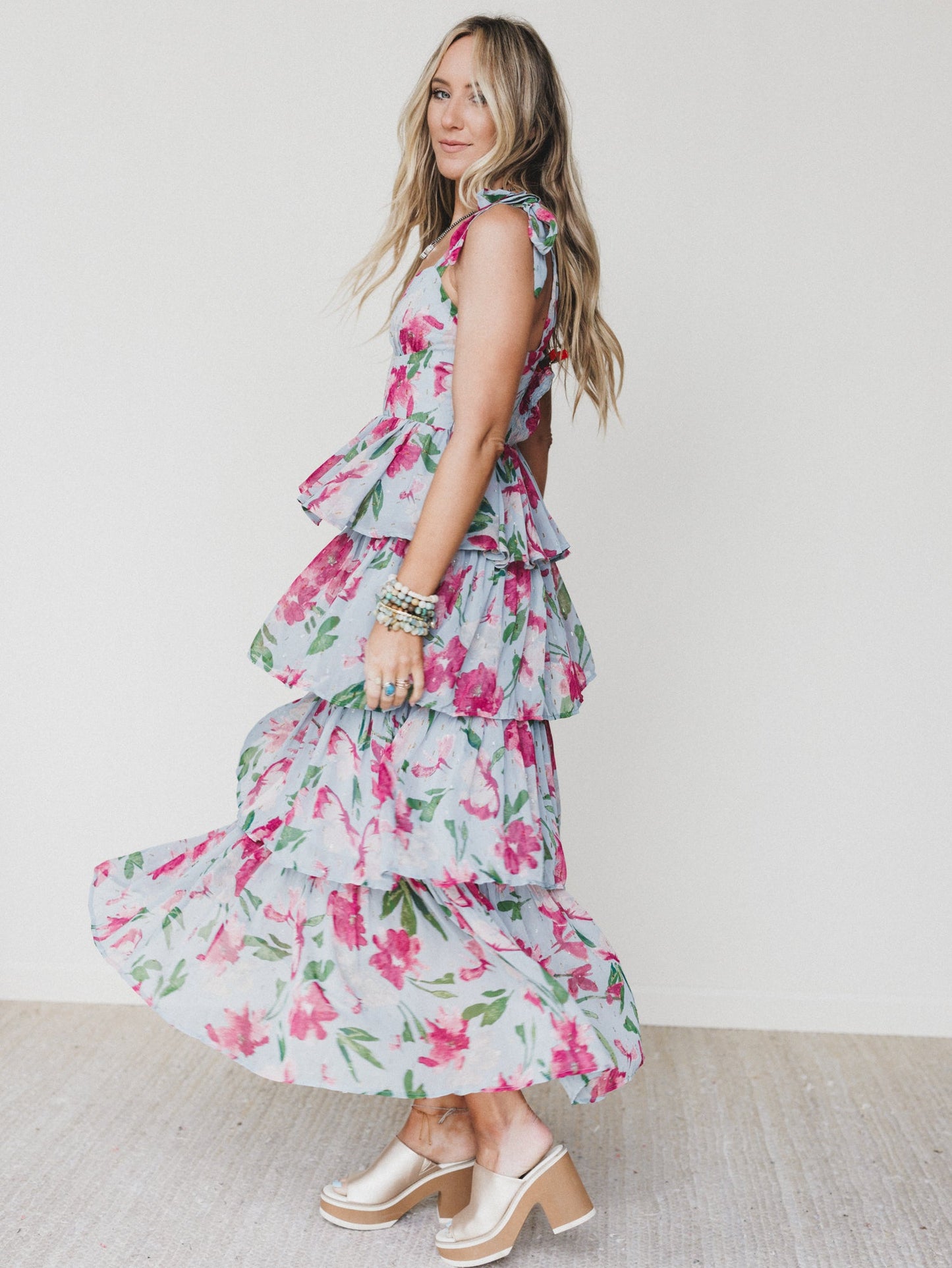 The Nest Lila Bloom Maxi Dress - Dusty Blue