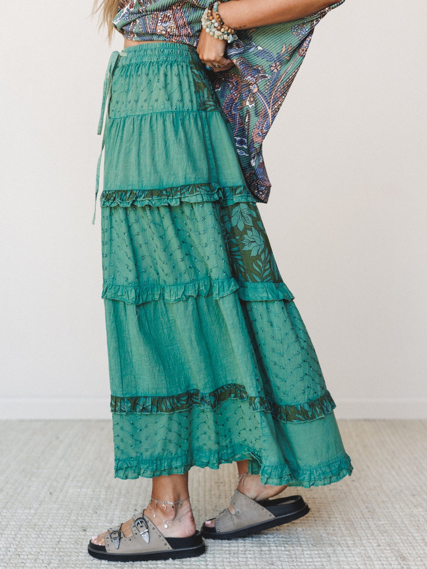 Life on the Island Skirt  - Olive Multi