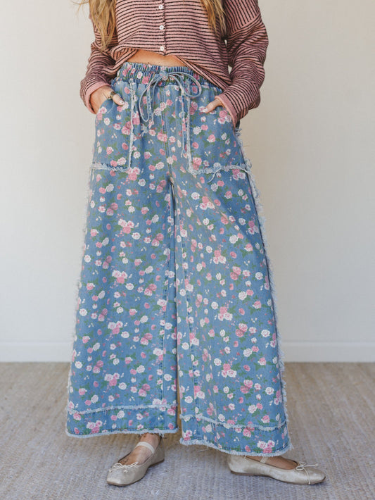 Love Petals Pants  - Light Denim