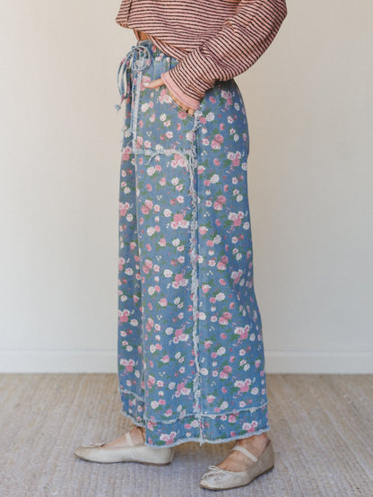 Love Petals Pants  - Light Denim