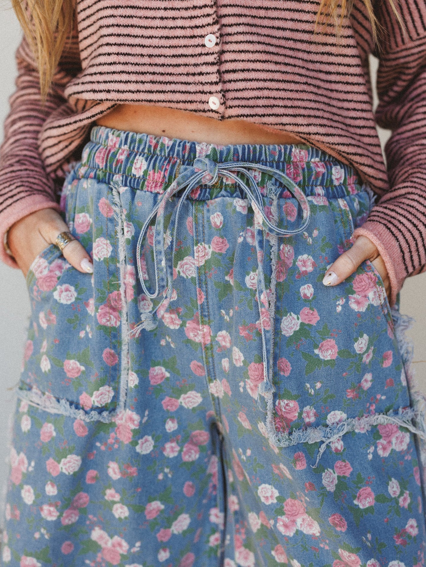Love Petals Pants  - Light Denim