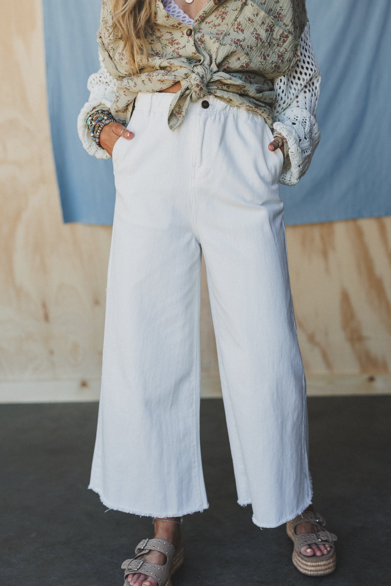 Simply You Wide Leg Jeans - White
