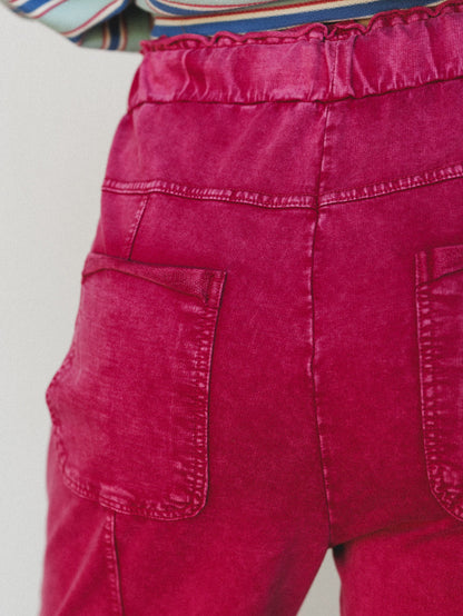 Lucky One Wide Leg Pant - Dark Red