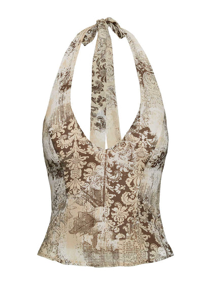 Silvey Halter Top Brown Multi