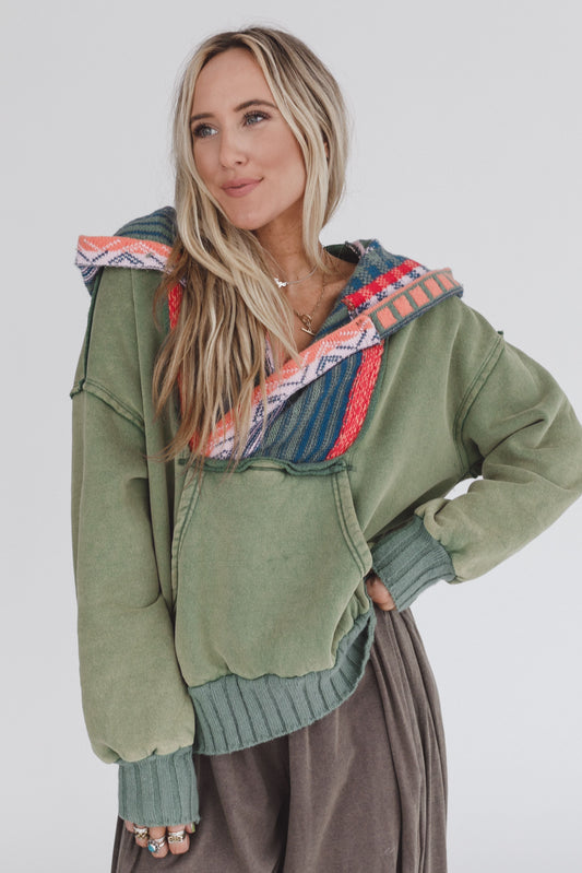 Nori Hoodie Pullover Top - Sage - Pre Order