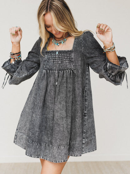Soft Grove Babydoll Dress - Black