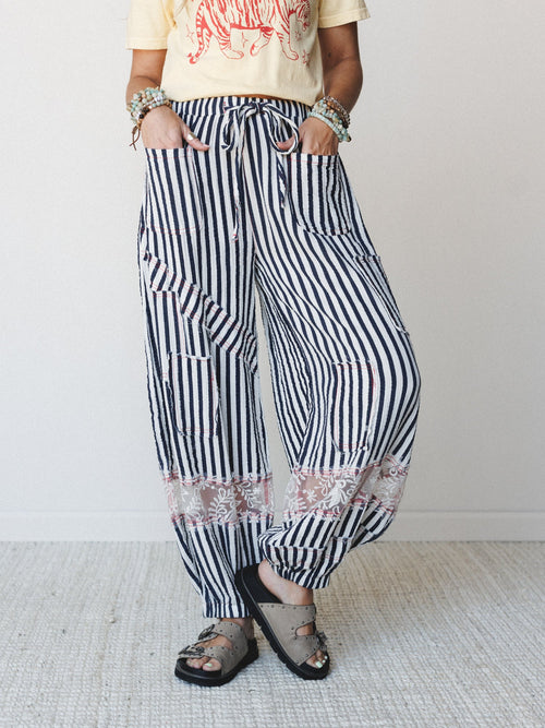 Calm Waves Pants - Navy Stripe