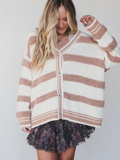 Newport Button Down Cardigan - Cream