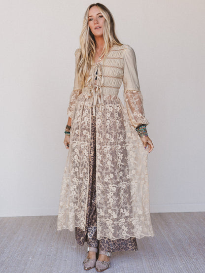 Untamed Muse Long Sleeve Duster - Taupe