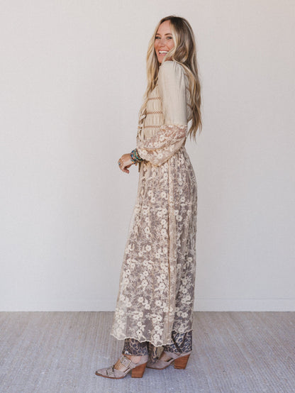 Untamed Muse Long Sleeve Duster - Taupe