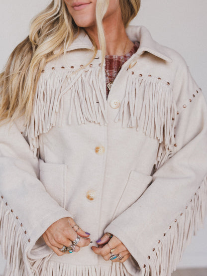 Lolo Fringe Jacket - Cream