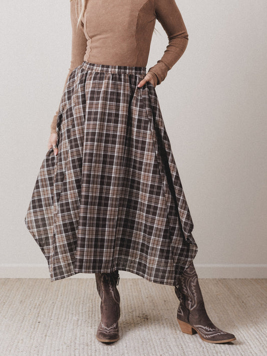 Vintage Core Midi Skirt - Brown