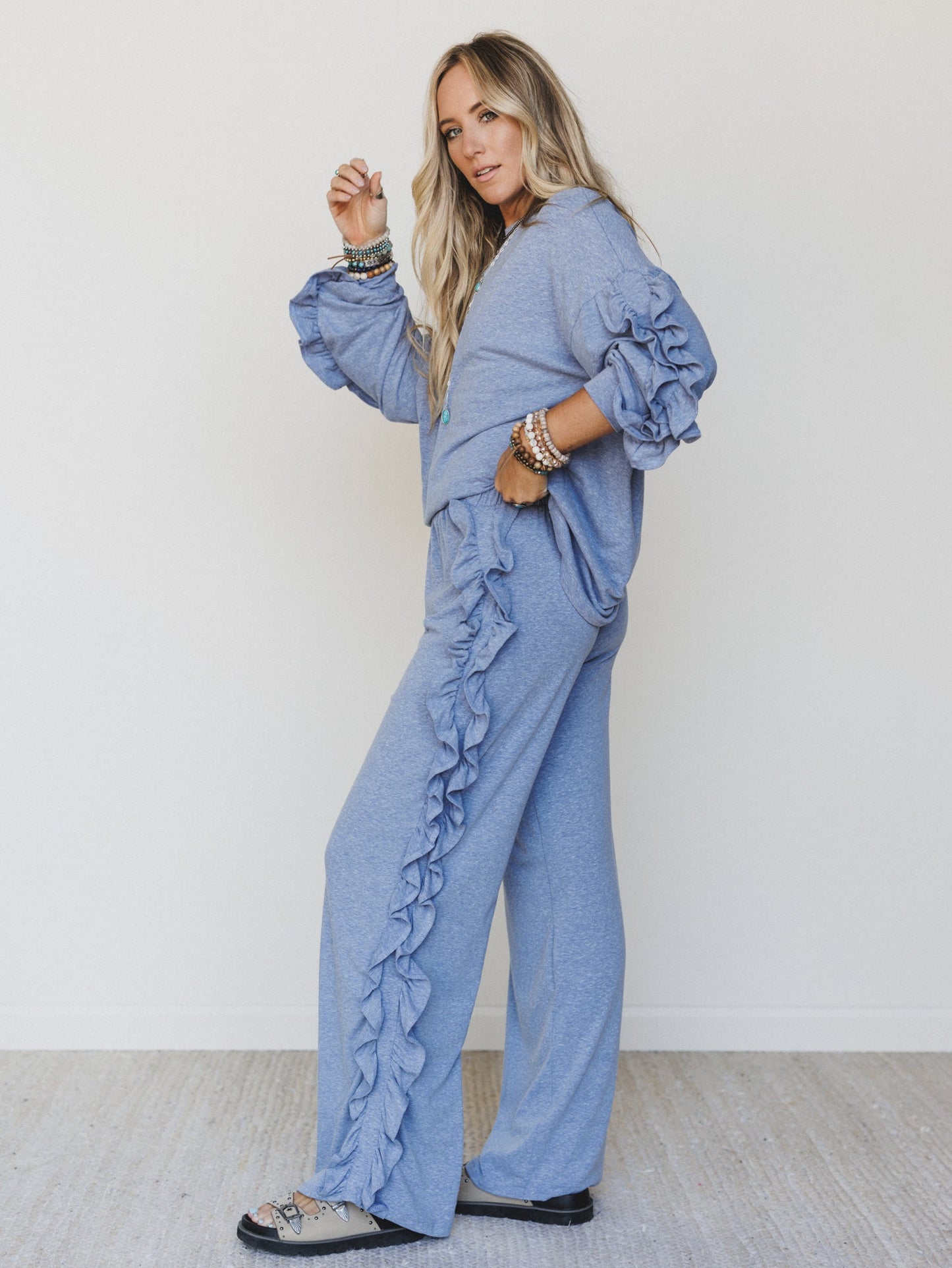 The Nest Cozy Ruffles Set - Denim
