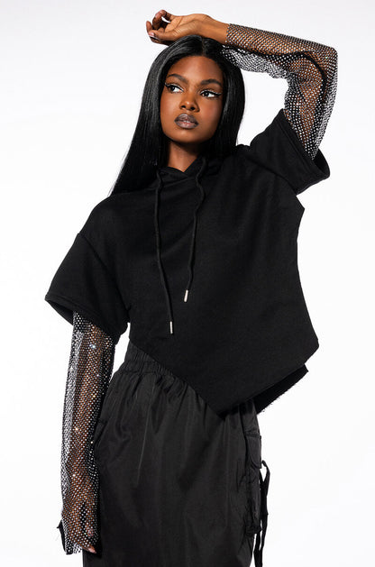 ALLI GOT SHIRT SLEEVE DETAIL HOODIE