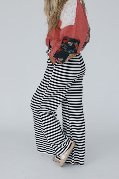 Sunset Stride Striped Pants - Black