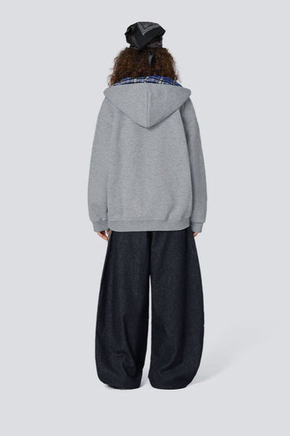 Plaid Lined Loose Fashion Hoodie