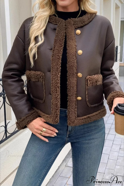 Fleece Collar Warm Fashion Casual Coat