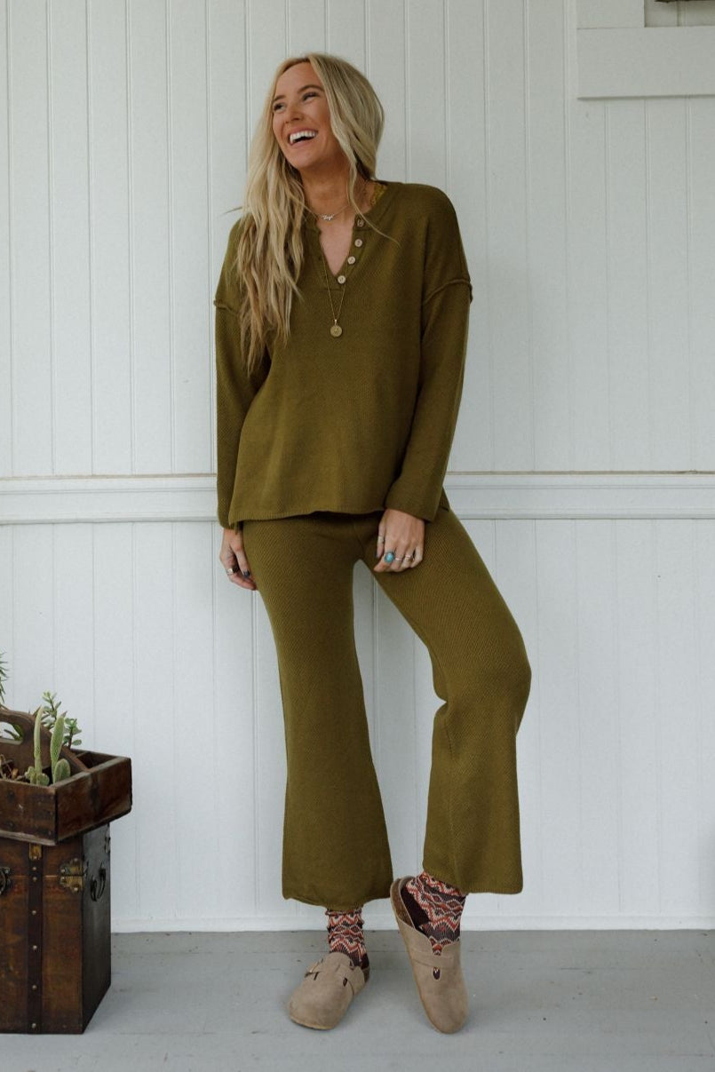 Sierra Slumber Waffle Knit Set - Olive