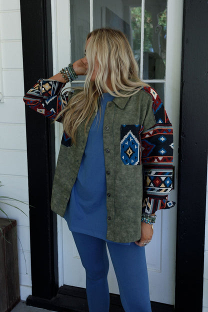 Scout Printed Sleeve Jacket - Olive